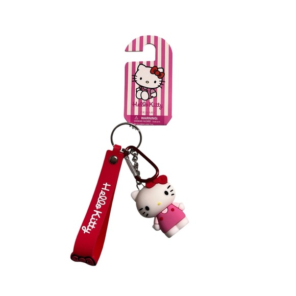 Hello Kitty Keychain with Red and Pink Accents NWT Sanrio - Picture 1 of 3